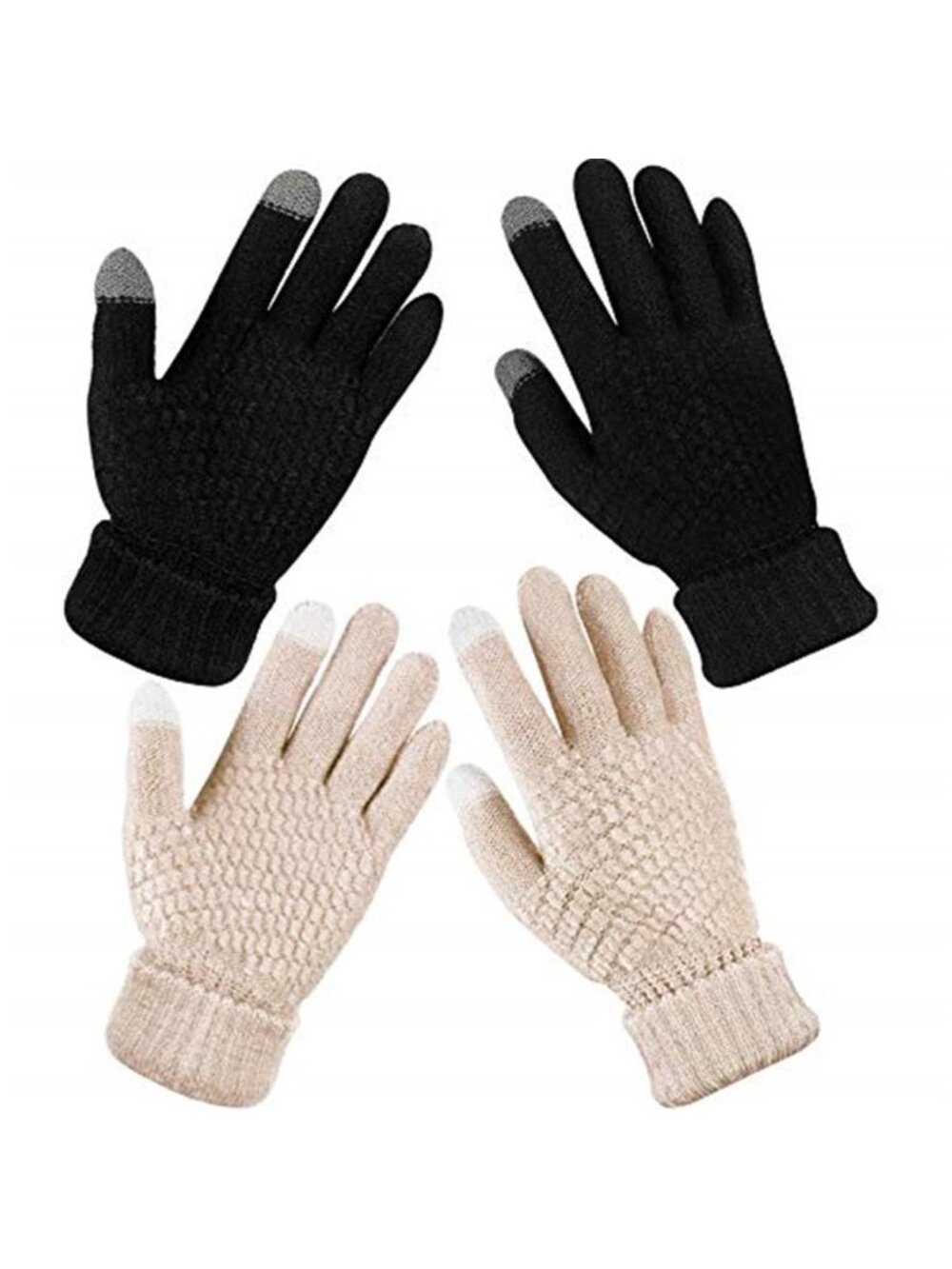Fleece Touchscreen Gloves Women Winter Warm Texting Gloves 2 Pair Chenille Set